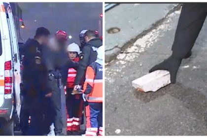 Bărbat urcat pe acoperișul Gării de Nord