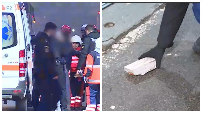 Bărbat urcat pe acoperișul Gării de Nord