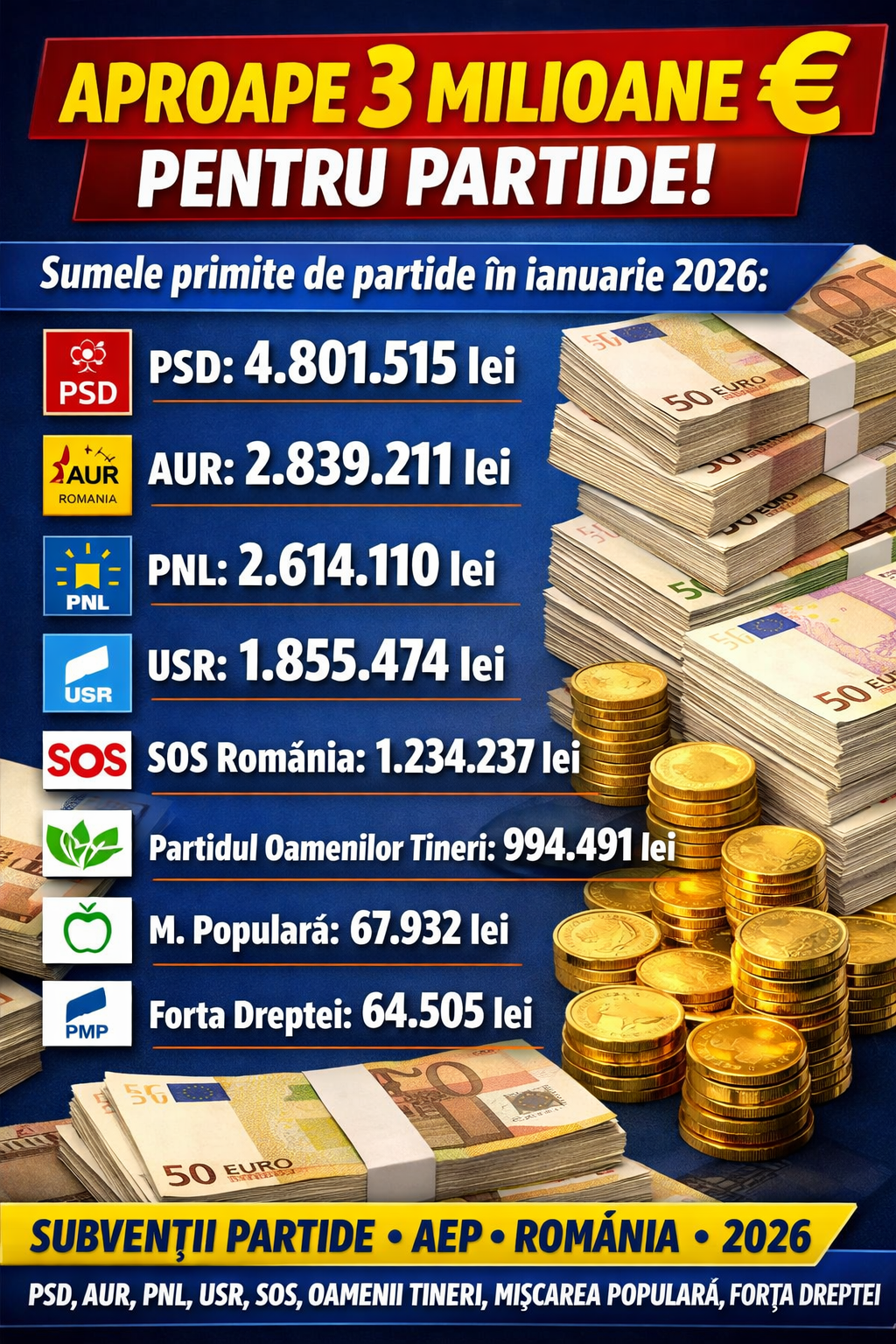Partidele politice au încasat