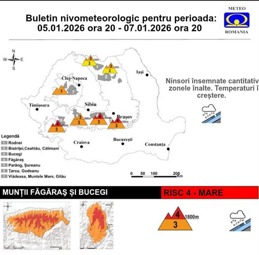 Riscul producerii avalanșelor este MARE