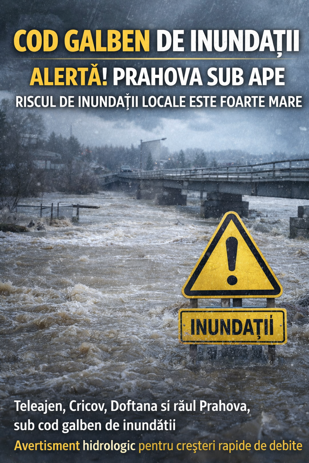 Prahova sub Cod Galben de inundații