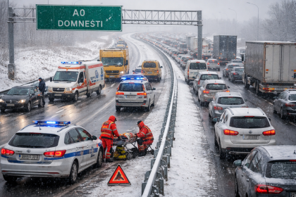 Trafic îngreunat pe A0
