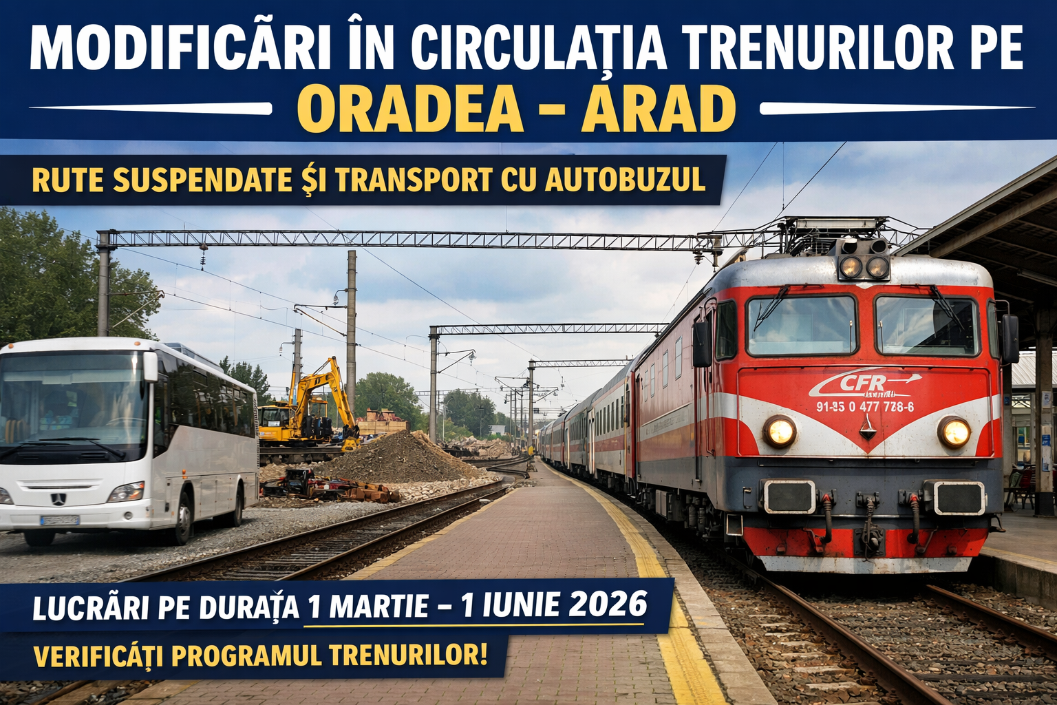 Modificări în circulația trenurilor
