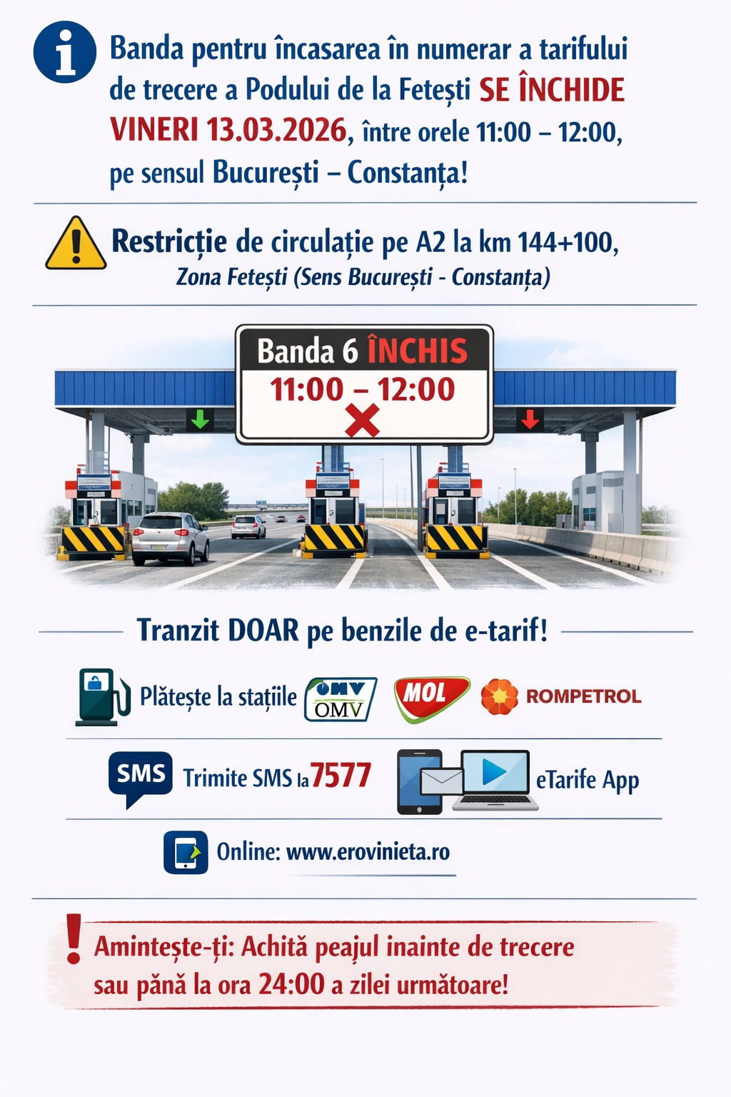 Restricții pe Autostrada Soarelui