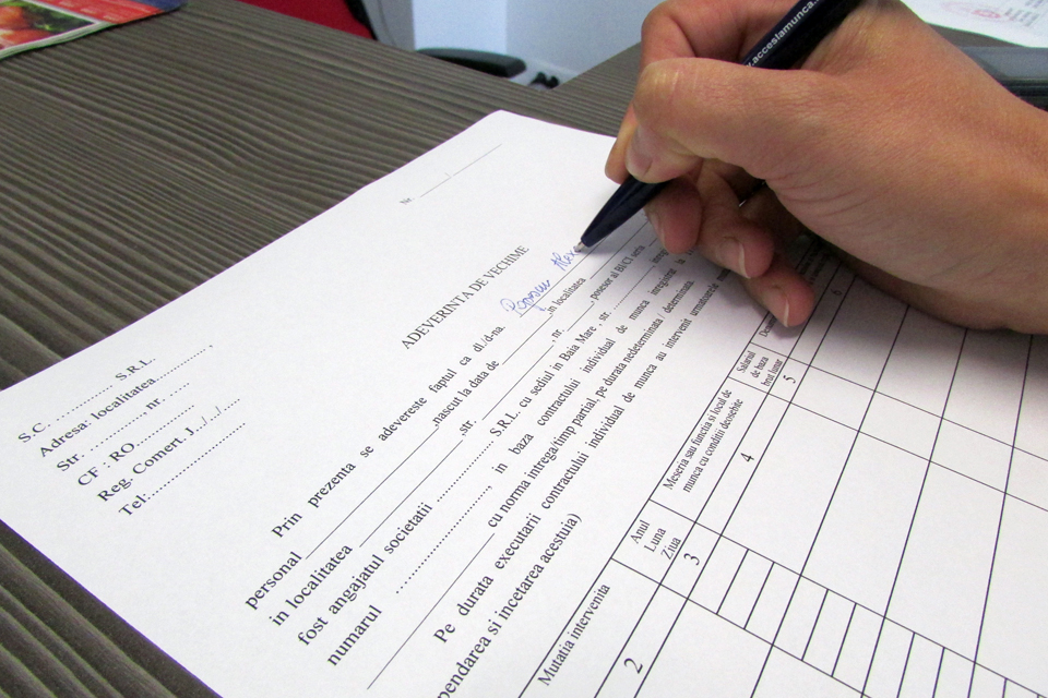 adeverințele de vechime