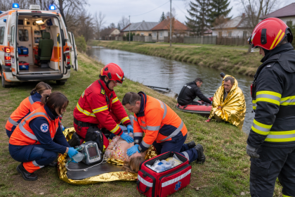 Două persoane au căzut dintr-o barcă î