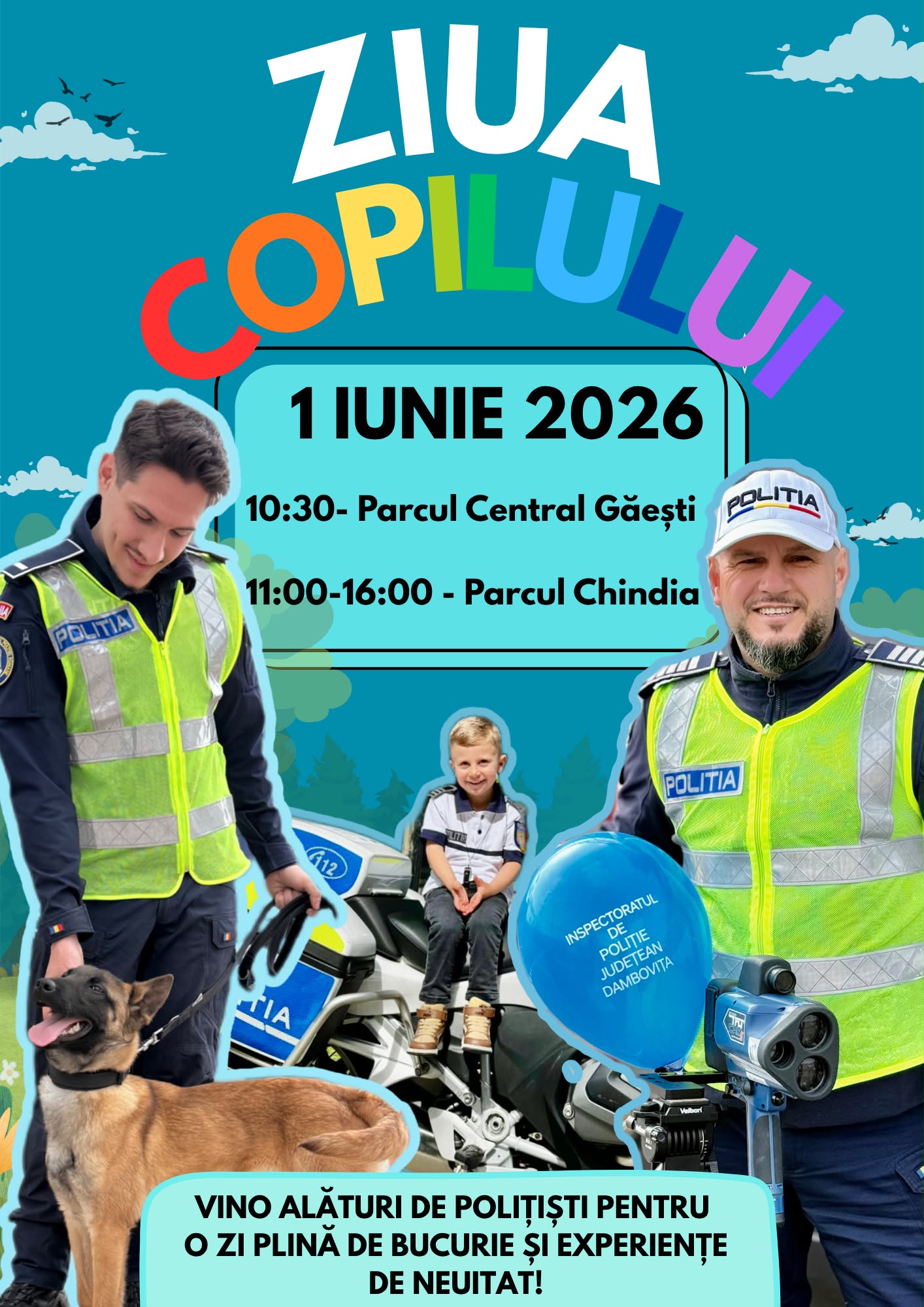 Polițiștii îi așteaptă pe copii