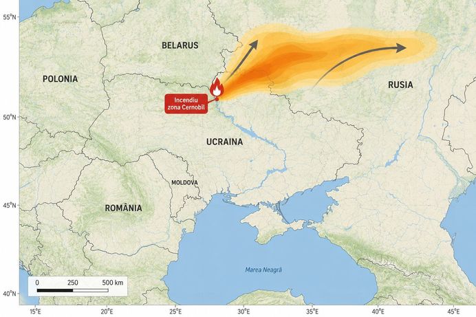 Incendiu în zona Cernobîl