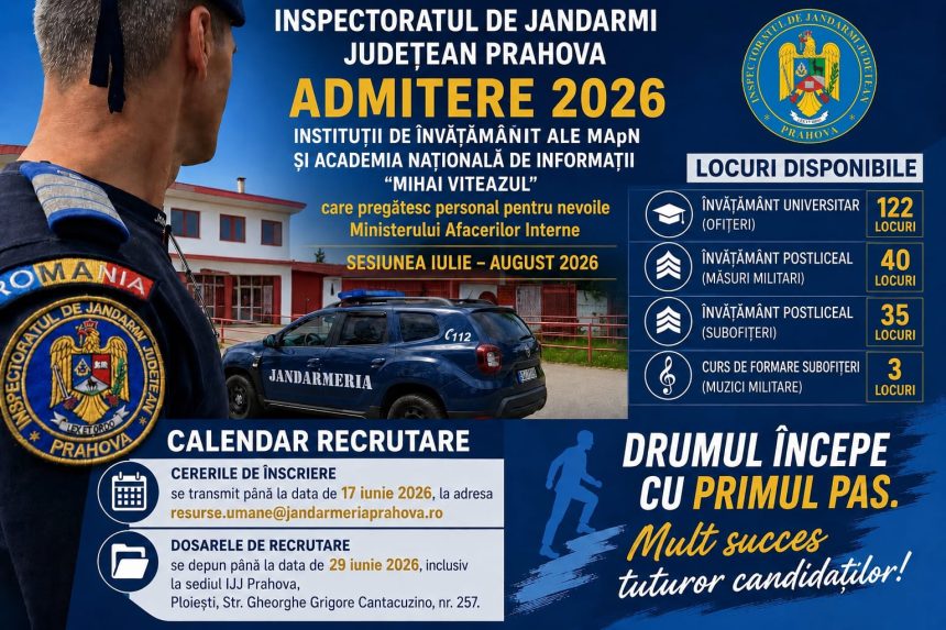 Jandarmeria Prahova deschide recrutarea