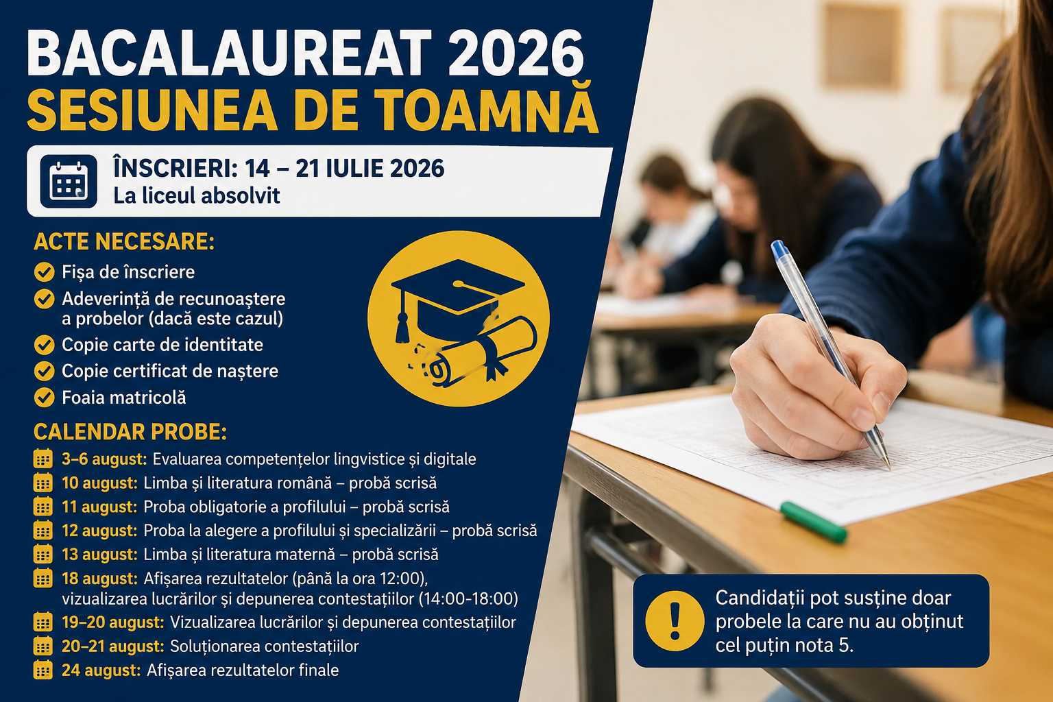 Start pentru Bacalaureatul de toamnă