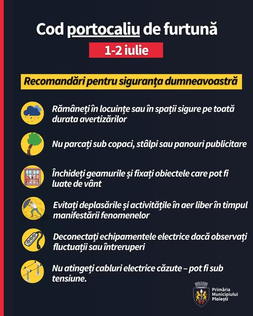 Ploieștiul intră sub cod portocaliu